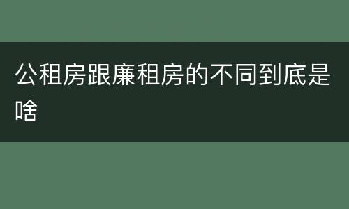 公租房跟廉租房的不同到底是啥
