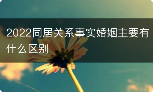 2022同居关系事实婚姻主要有什么区别