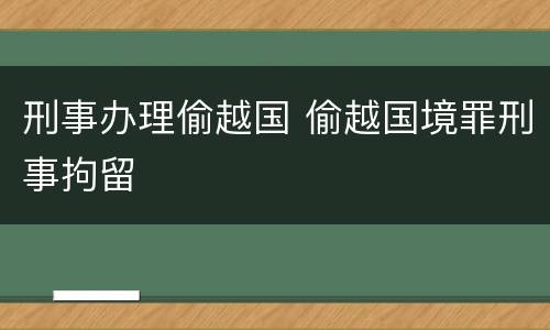 刑事办理偷越国 偷越国境罪刑事拘留