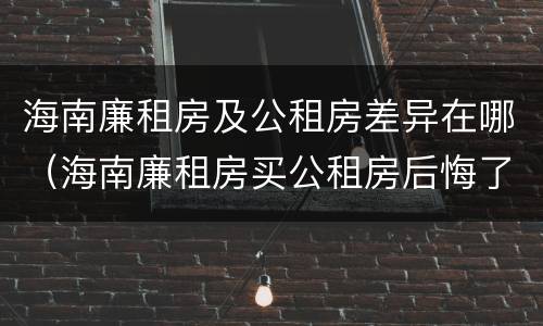 海南廉租房及公租房差异在哪（海南廉租房买公租房后悔了）