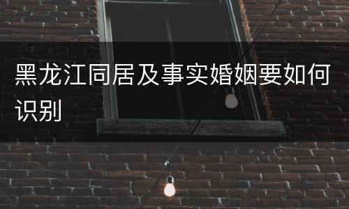 黑龙江同居及事实婚姻要如何识别