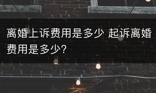 离婚上诉费用是多少 起诉离婚费用是多少?