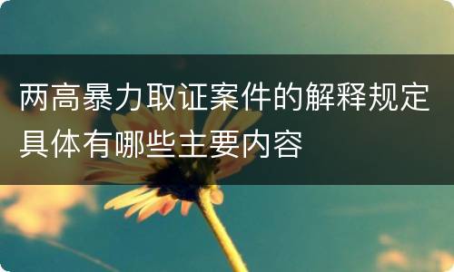 两高暴力取证案件的解释规定具体有哪些主要内容
