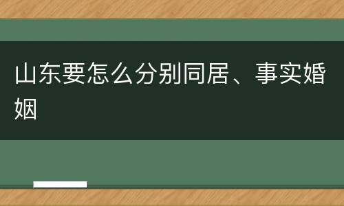 山东要怎么分别同居、事实婚姻
