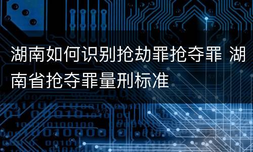 湖南如何识别抢劫罪抢夺罪 湖南省抢夺罪量刑标准