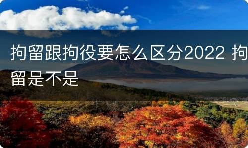 拘留跟拘役要怎么区分2022 拘留是不是