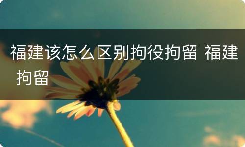 福建该怎么区别拘役拘留 福建 拘留