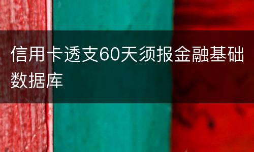 信用卡透支60天须报金融基础数据库