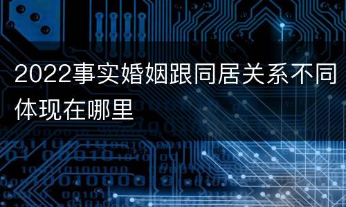 2022事实婚姻跟同居关系不同体现在哪里