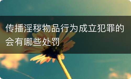 传播淫秽物品行为成立犯罪的会有哪些处罚