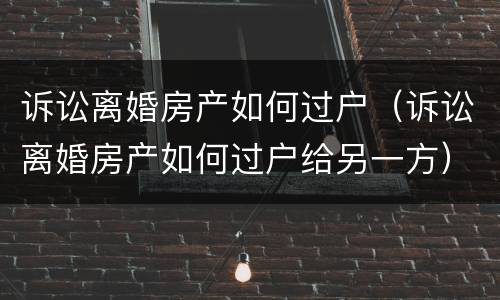 诉讼离婚房产如何过户（诉讼离婚房产如何过户给另一方）