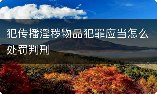 犯传播淫秽物品犯罪应当怎么处罚判刑