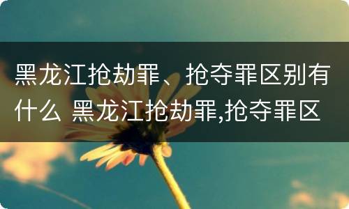 黑龙江抢劫罪、抢夺罪区别有什么 黑龙江抢劫罪,抢夺罪区别有什么