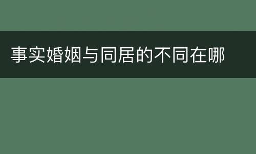 事实婚姻与同居的不同在哪