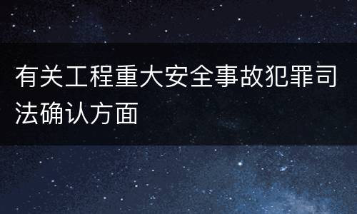 有关工程重大安全事故犯罪司法确认方面