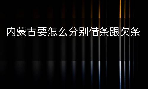 内蒙古要怎么分别借条跟欠条