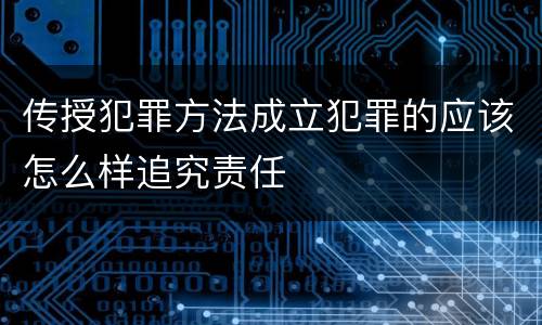传授犯罪方法成立犯罪的应该怎么样追究责任
