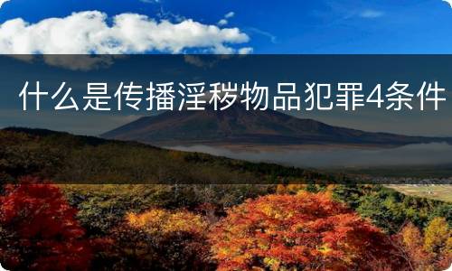什么是传播淫秽物品犯罪4条件