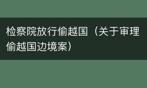 检察院放行偷越国（关于审理偷越国边境案）