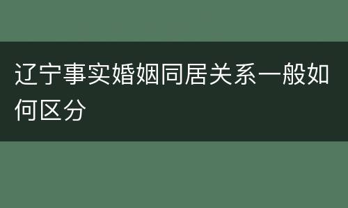 辽宁事实婚姻同居关系一般如何区分