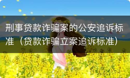 刑事贷款诈骗案的公安追诉标准（贷款诈骗立案追诉标准）