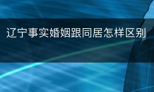辽宁事实婚姻跟同居怎样区别