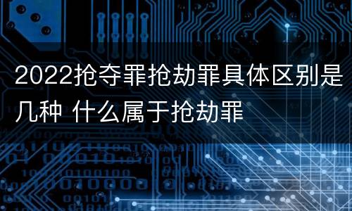 2022抢夺罪抢劫罪具体区别是几种 什么属于抢劫罪