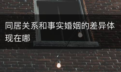 同居关系和事实婚姻的差异体现在哪