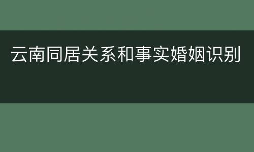 云南同居关系和事实婚姻识别
