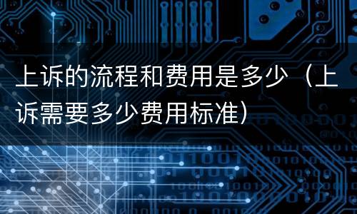 上诉的流程和费用是多少（上诉需要多少费用标准）