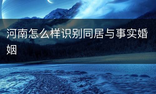 河南怎么样识别同居与事实婚姻