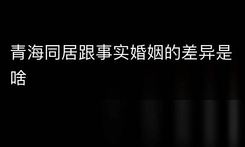 青海同居跟事实婚姻的差异是啥