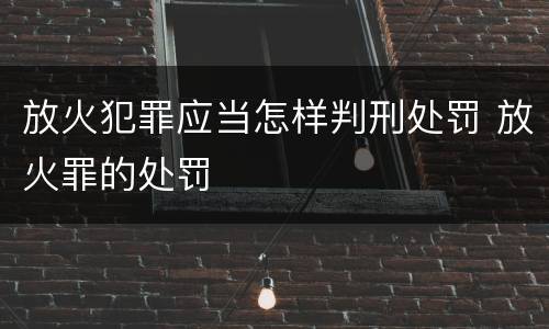 放火犯罪应当怎样判刑处罚 放火罪的处罚