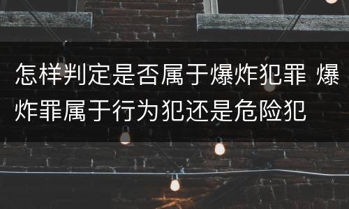 怎样判定是否属于爆炸犯罪 爆炸罪属于行为犯还是危险犯