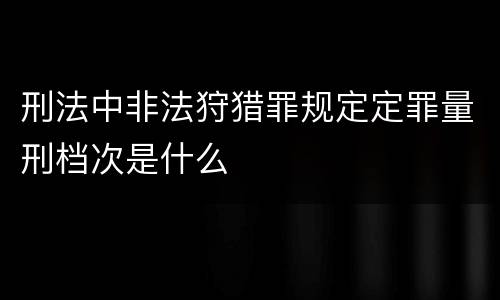 刑法中非法狩猎罪规定定罪量刑档次是什么