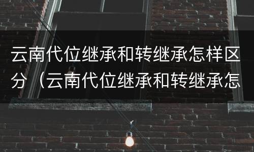 云南代位继承和转继承怎样区分（云南代位继承和转继承怎样区分的）