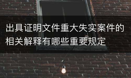 出具证明文件重大失实案件的相关解释有哪些重要规定