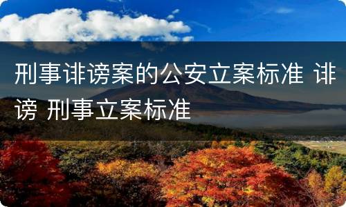 刑事诽谤案的公安立案标准 诽谤 刑事立案标准