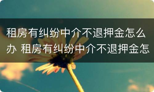 租房有纠纷中介不退押金怎么办 租房有纠纷中介不退押金怎么办理