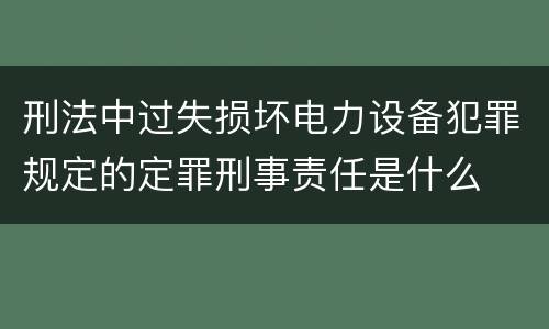 刑法中过失损坏电力设备犯罪规定的定罪刑事责任是什么