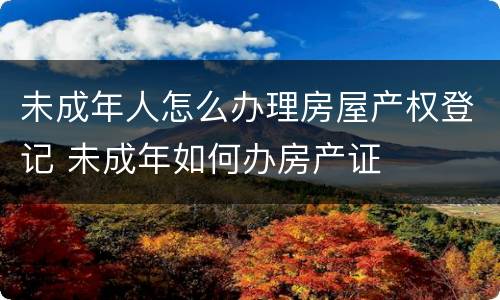 未成年人怎么办理房屋产权登记 未成年如何办房产证