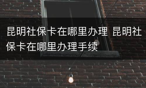 昆明社保卡在哪里办理 昆明社保卡在哪里办理手续