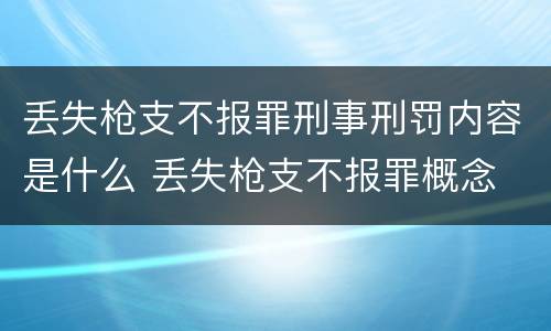丢失枪支不报罪刑事刑罚内容是什么 丢失枪支不报罪概念