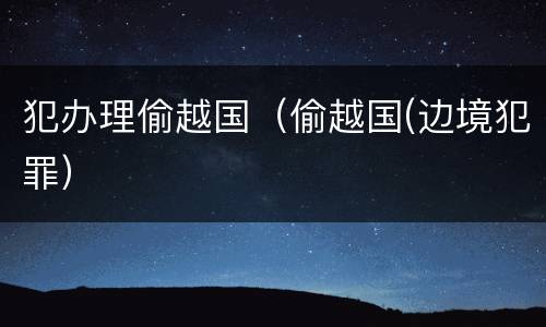 犯办理偷越国（偷越国(边境犯罪）