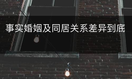 事实婚姻及同居关系差异到底