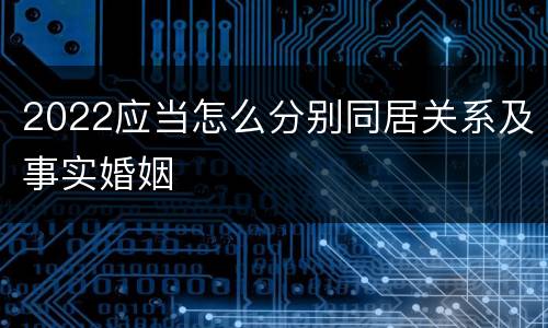 2022应当怎么分别同居关系及事实婚姻