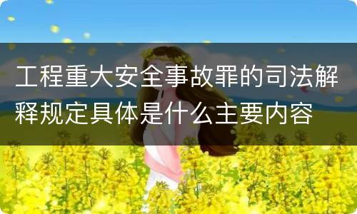 工程重大安全事故罪的司法解释规定具体是什么主要内容
