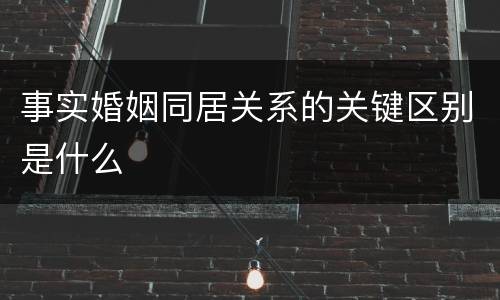 事实婚姻同居关系的关键区别是什么