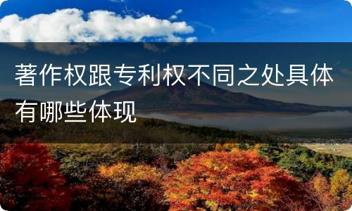 著作权跟专利权不同之处具体有哪些体现