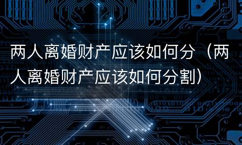 两人离婚财产应该如何分（两人离婚财产应该如何分割）